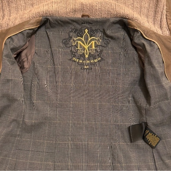 MACKAGE Tan Leather & Knit Sweater Jacket - Picture 5 of 6
